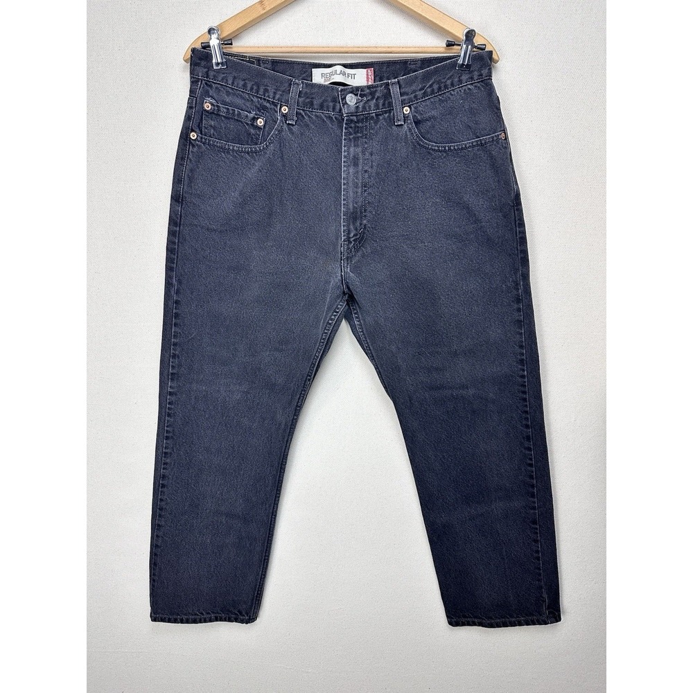 Levi's Mens 100% Cotton 505 Regular Fit Jeans 38x30 Black Straight Leg Denim